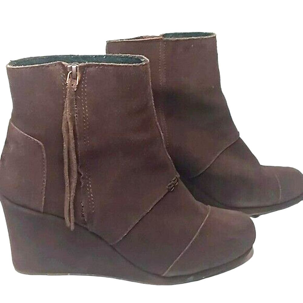 TOMS High-Wedge Desert Suede Boot, Brown - 6M
